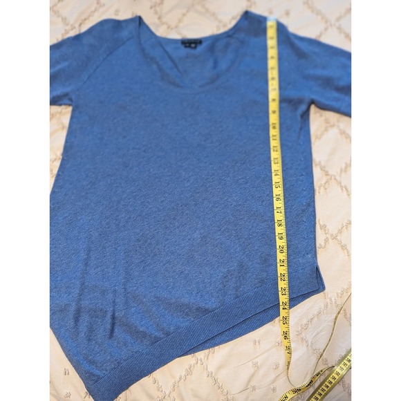 Theory Size L/G Beautiful Blue Short Sleeve Cotton & Cashmere Sweater Top - Picture 12 of 12